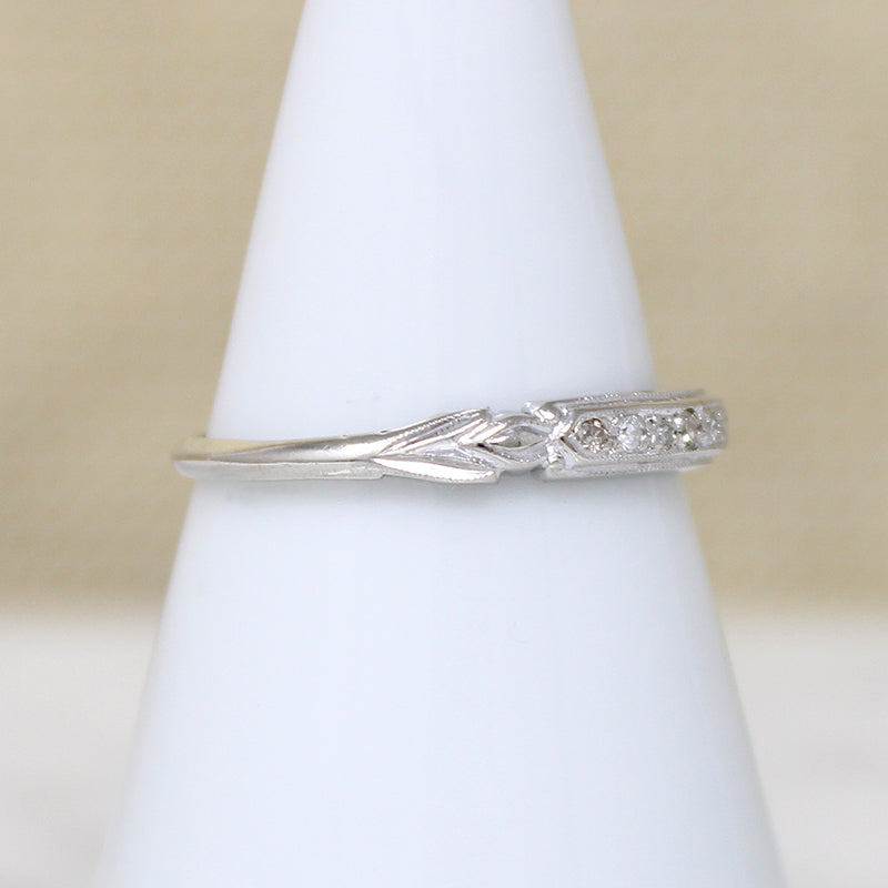 Delicate White Gold & Diamond Art Deco Band