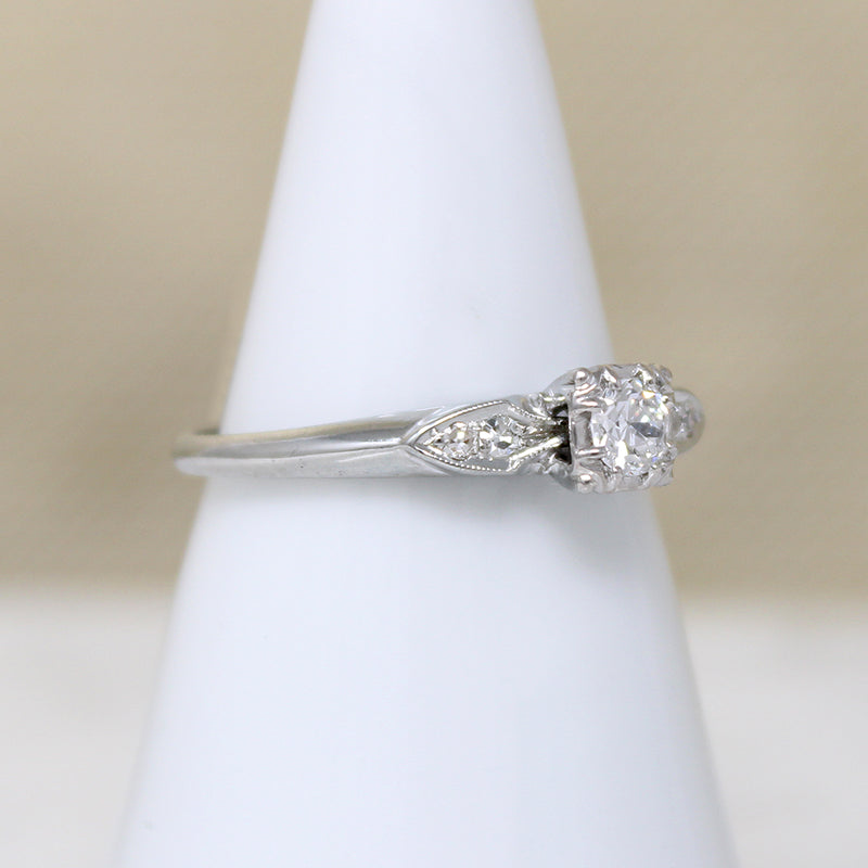 Refined Old European Cut Diamond Engagement Ring