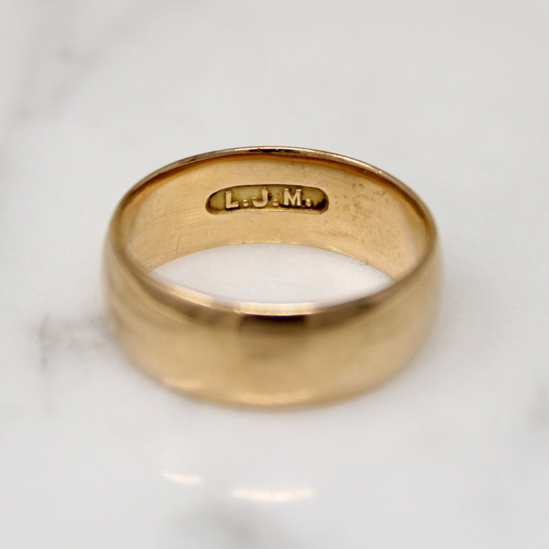 Wide 10k Gold Half Round Band Size 6.5