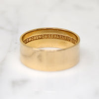 Wide Flat 14k Gold Band with Latin Inscription