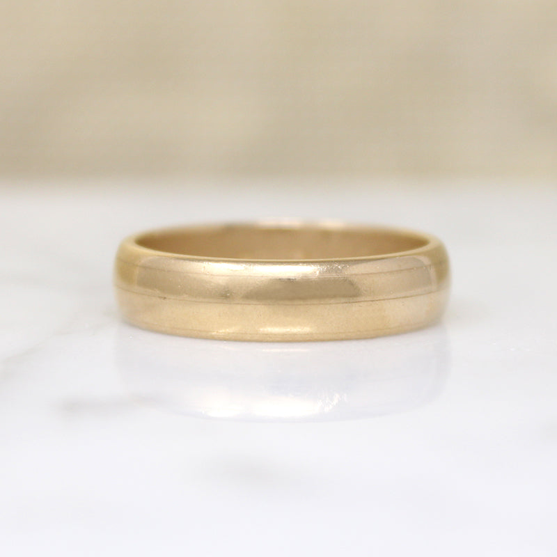 Heavy Half Round 14k Gold Wedding Band Size 10.5