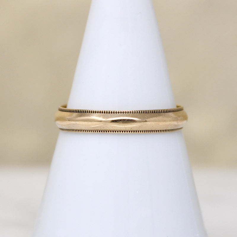 Faceted Gold Band with Milgrain Edges Size 8.75
