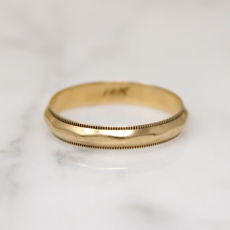 Faceted Gold Band with Milgrain Edges Size 8.75