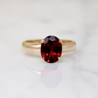 Gorgeous Oval Garnet in Gold Solitaire Ring
