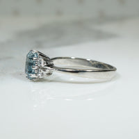 Aquamarine and Diamond Engagement Ring