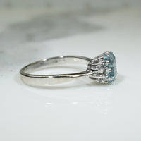 Aquamarine and Diamond Engagement Ring