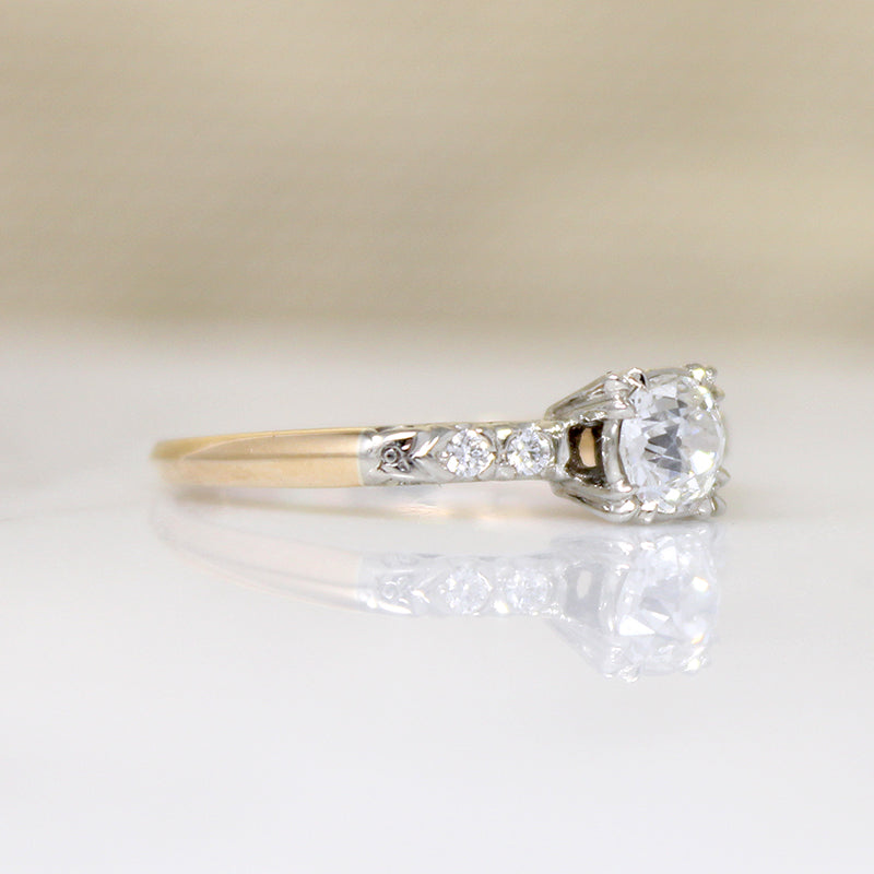 Feminine Flair Two-Tone Gold & Diamond Engagement Ring
