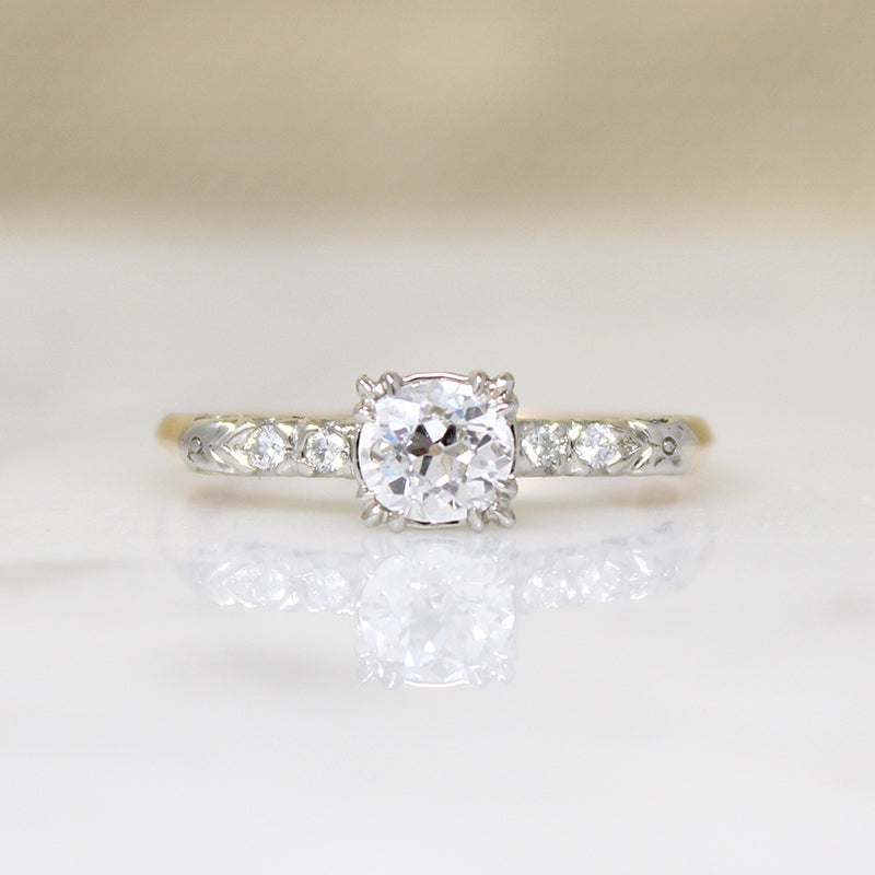 Feminine Flair Two-Tone Gold & Diamond Engagement Ring