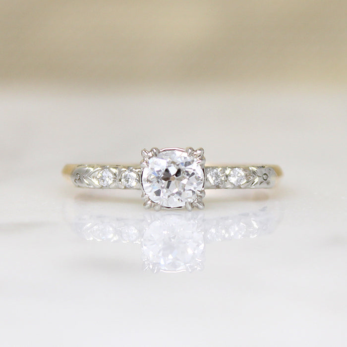 Feminine Flair Two-Tone Gold & Diamond Engagement Ring