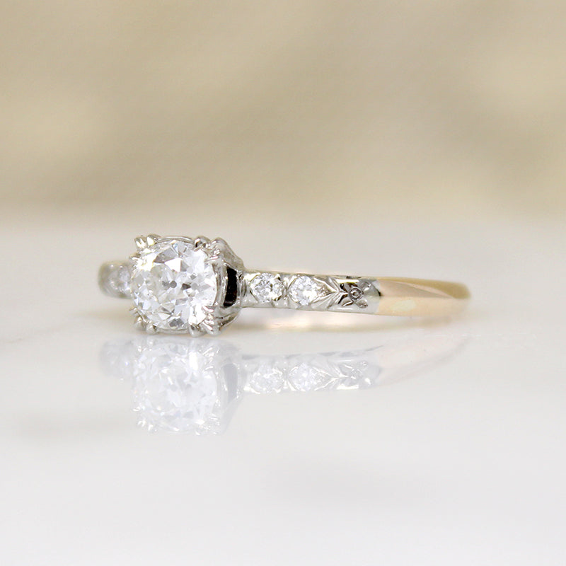 Feminine Flair Two-Tone Gold & Diamond Engagement Ring