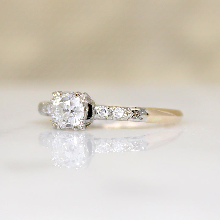 Feminine Flair Two-Tone Gold & Diamond Engagement Ring