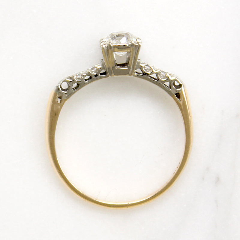 Feminine Flair Two-Tone Gold & Diamond Engagement Ring