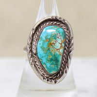 Lustrous Blue & Green Turquoise in Silver Ring
