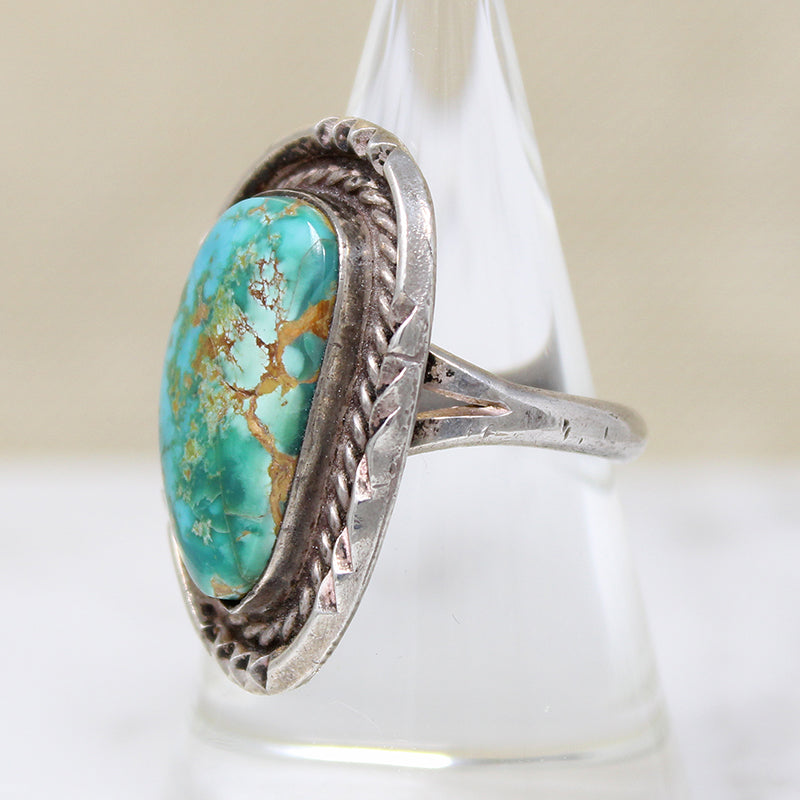 Lustrous Blue & Green Turquoise in Silver Ring