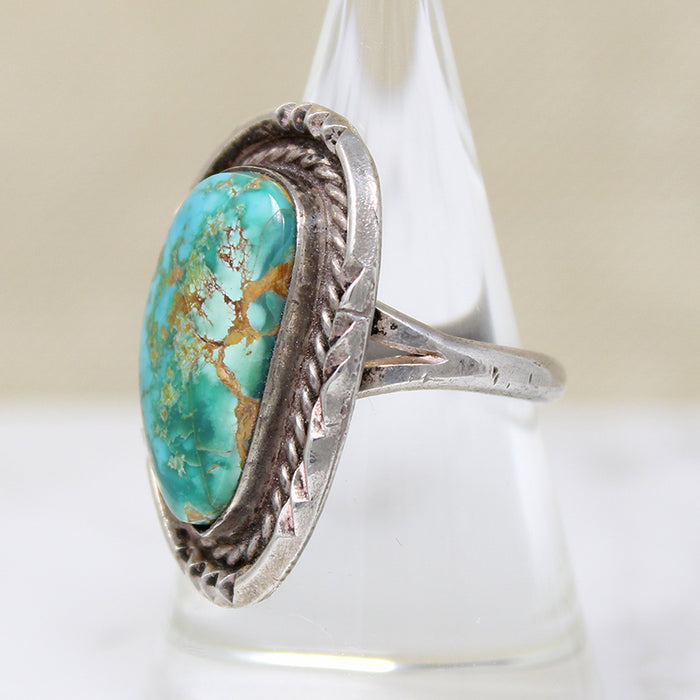 Lustrous Blue & Green Turquoise in Silver Ring