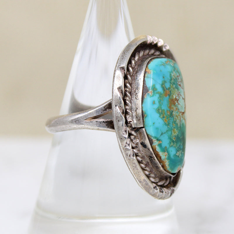 Lustrous Blue & Green Turquoise in Silver Ring