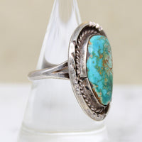 Lustrous Blue & Green Turquoise in Silver Ring