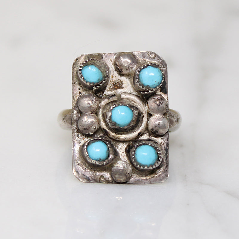 Turquoise Cabochons & Silver Panel Ring