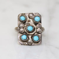 Turquoise Cabochons & Silver Panel Ring