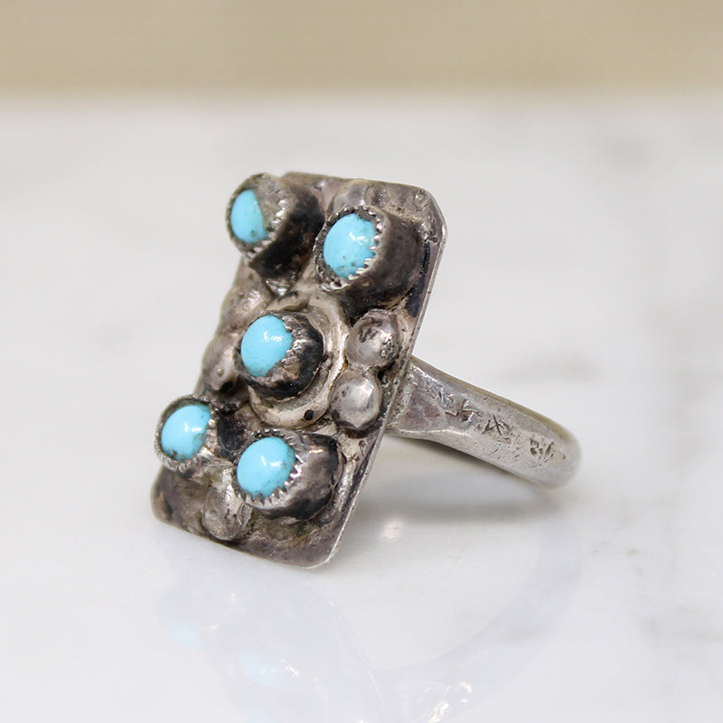 Turquoise Cabochons & Silver Panel Ring