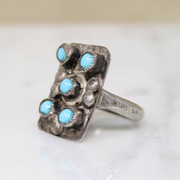 Turquoise Cabochons & Silver Panel Ring