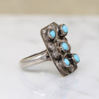Turquoise Cabochons & Silver Panel Ring