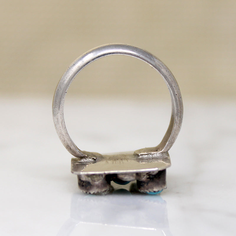 Turquoise Cabochons & Silver Panel Ring