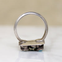 Turquoise Cabochons & Silver Panel Ring