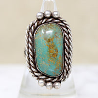 Green & Gold Turquoise in Handsome Silver Ring