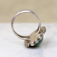 Green & Gold Turquoise in Handsome Silver Ring