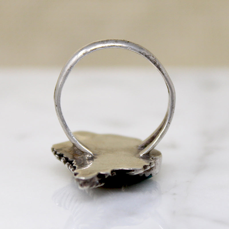 Silver Leaf with Turquoise & Coral Ring
