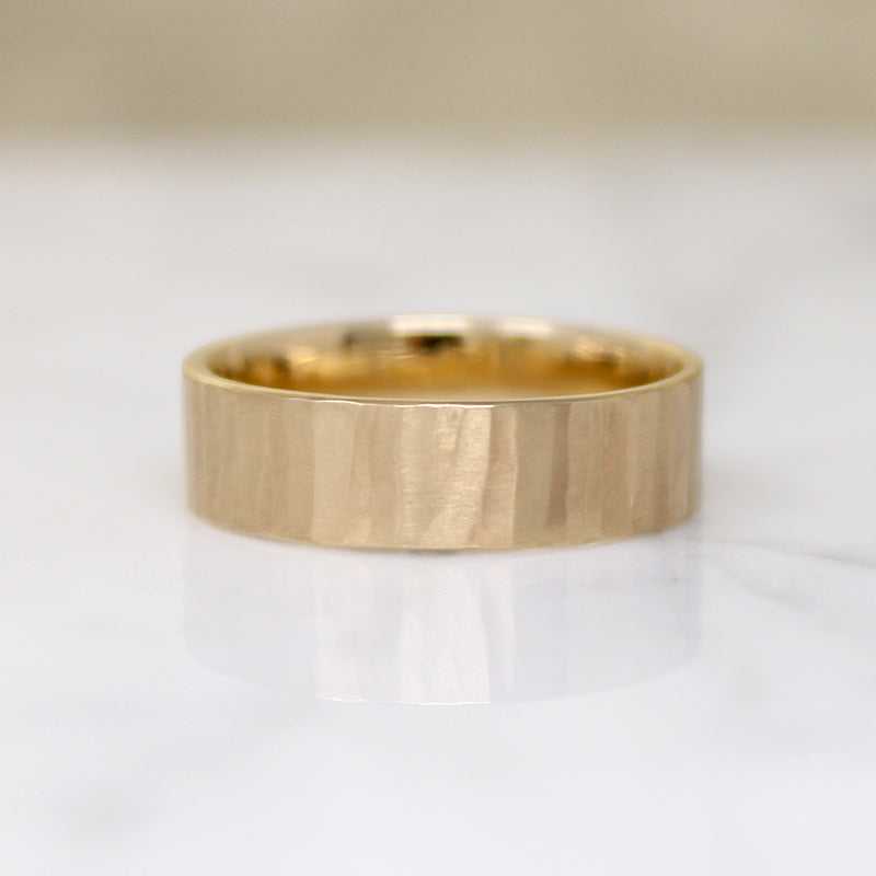 Faceted Gold Flat Comfort Fit Band Size 9