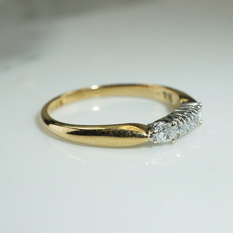 Pear Shape and Round Diamond Platinum and 18k Gold Band