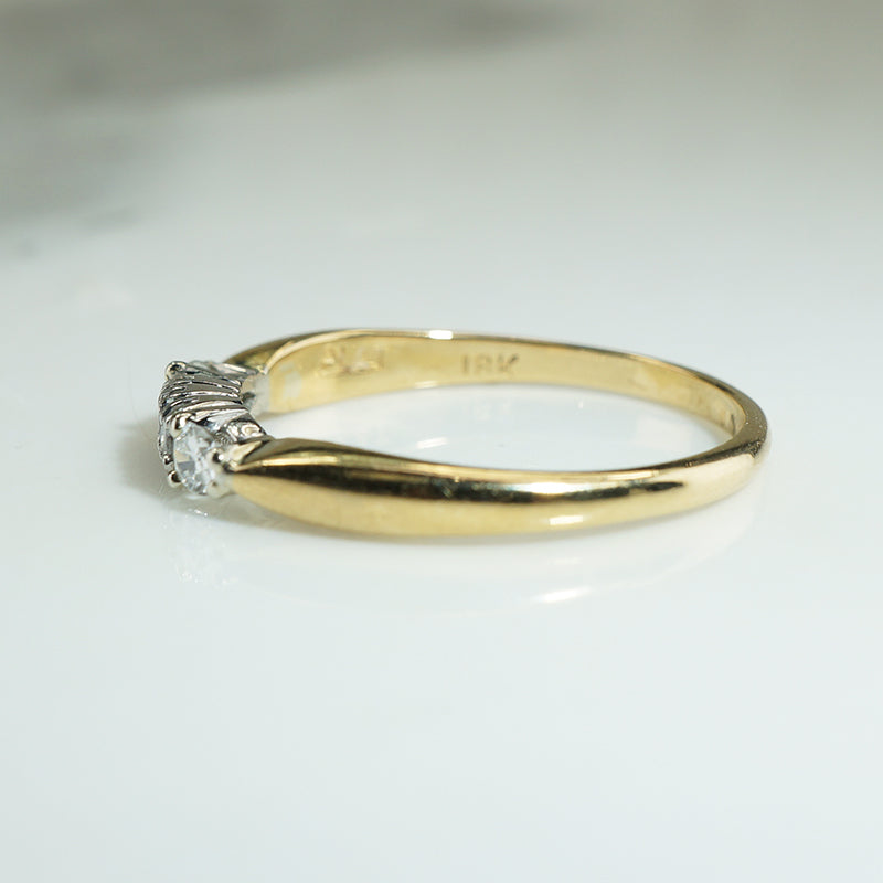 Pear Shape and Round Diamond Platinum and 18k Gold Band
