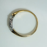 Pear Shape and Round Diamond Platinum and 18k Gold Band