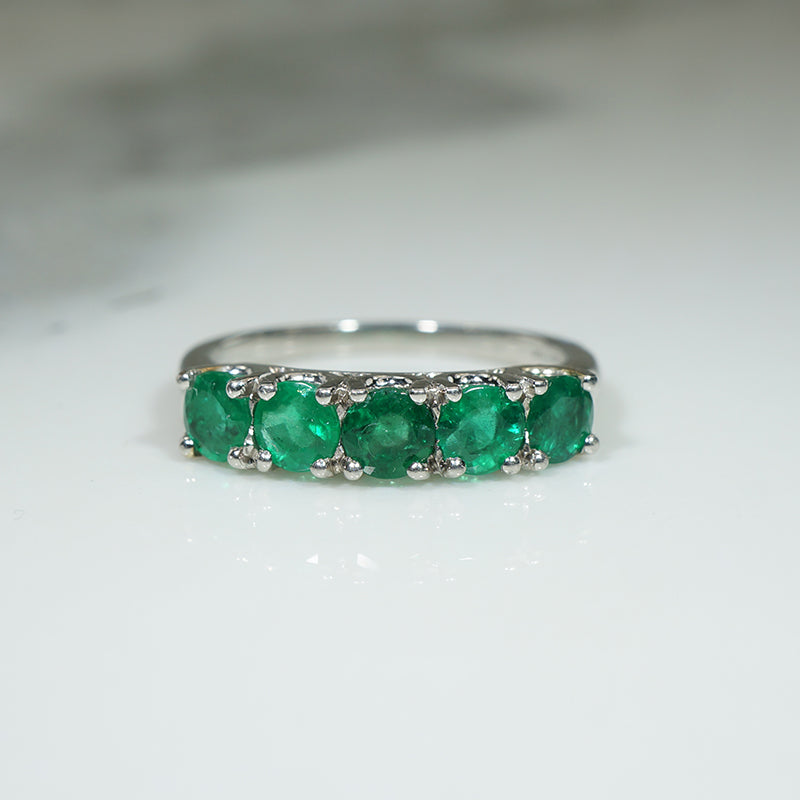 Mid Century Emerald and Platinum Band