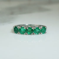 Brilliant Green Emerald and Platinum Band