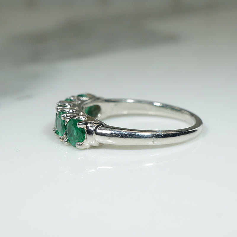 Mid Century Emerald and Platinum Band