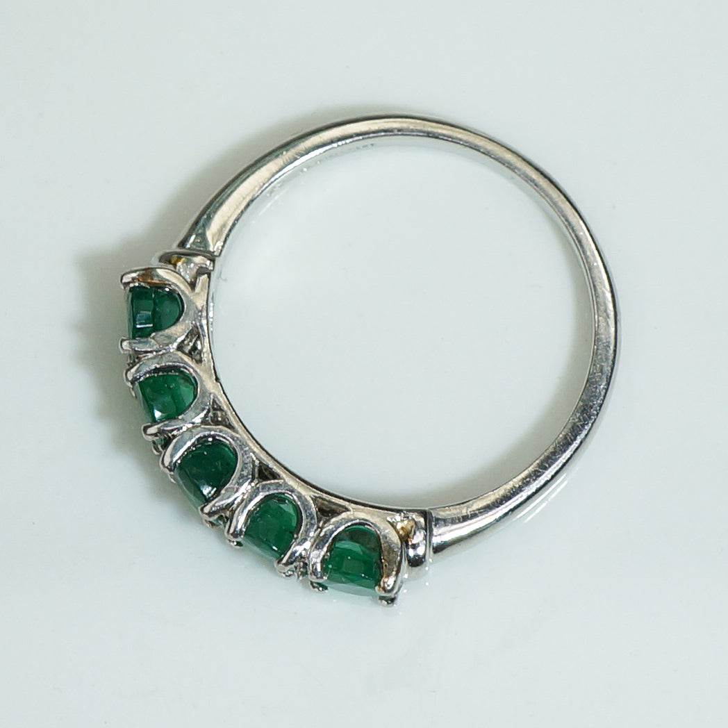 Brilliant Green Emerald and Platinum Band
