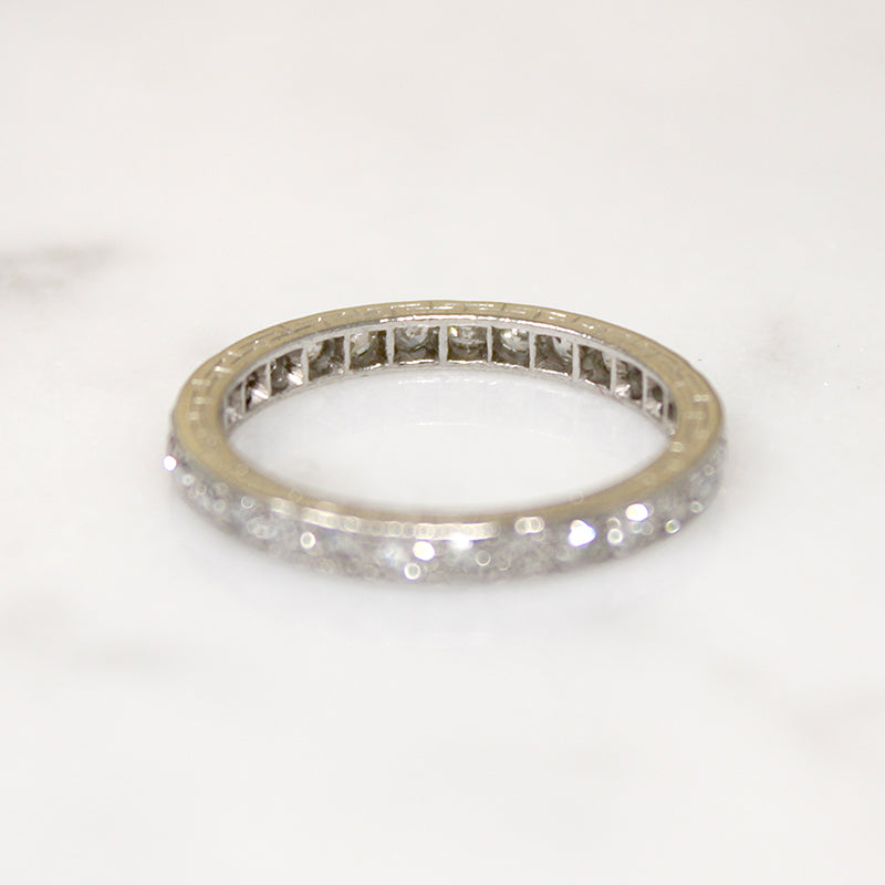 Art Deco Diamond & Platinum Eternity Band Size 4