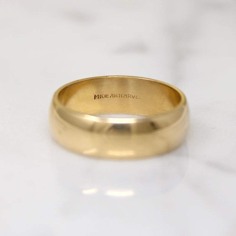 Glossy Gold ArtCarved Size 6.5 Half Round Band