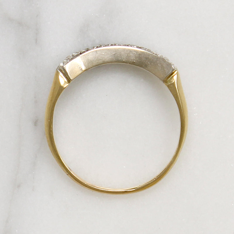 Rare Gem 1940s Curved Diamond Wedding Band