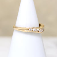 Chic Curved Gold & Diamond Wedding Band
