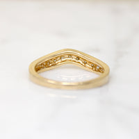 Chic Curved Gold & Diamond Wedding Band