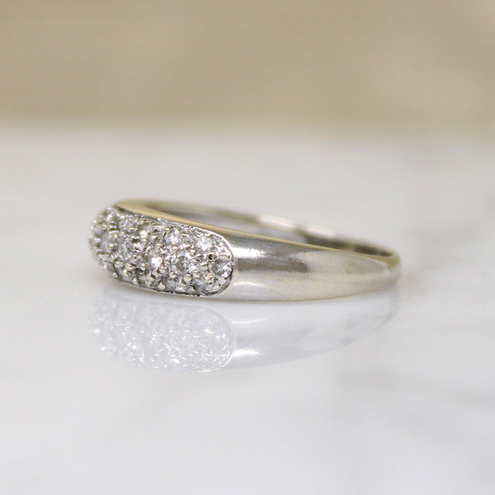 Mid Century Diamond Pavé White Gold Band
