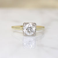 Old European Cut Diamond in Engraved Solitaire Ring