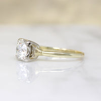 Old European Cut Diamond in Engraved Solitaire Ring