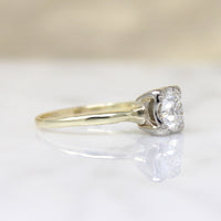 Old European Cut Diamond in Engraved Solitaire Ring
