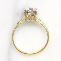 Old European Cut Diamond in Engraved Solitaire Ring