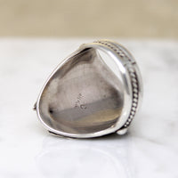 Ornate Sterling Silver Ring with Coral & Turquoise